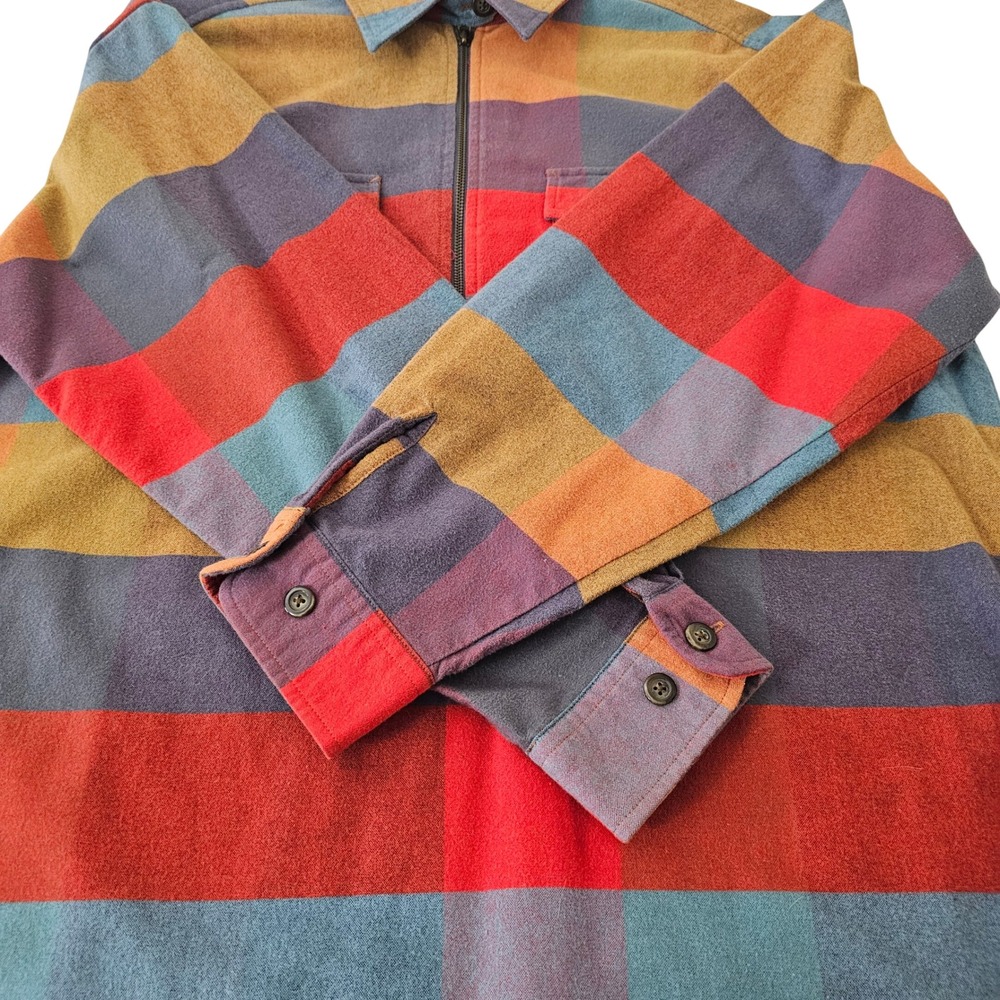 Vintage Eddie Bauer Half Zip Pullover Flannel Shirt L Multicolor Gorpcore Casual - Picture 5 of 11